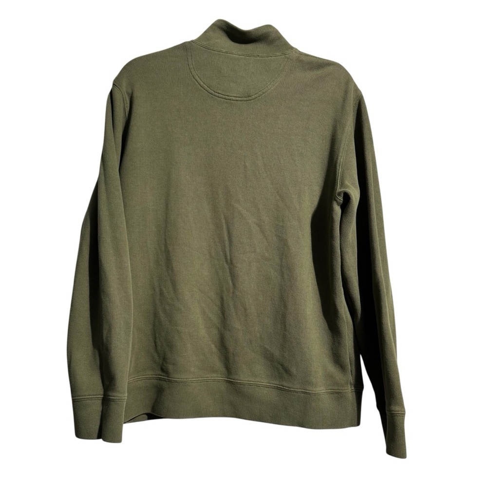 Land’s End 1/4 Zip Sweater | 100% Cotton | Size M/T (38–40) | Olive Green - Picture 2 of 9